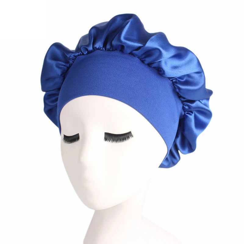 1pc Adjust Solid Satin Bonnet Hair Styling Cap Long Hair Care Women Night Sleep Hat Silk Head Wrap Shower Cap Hair Styling Tools