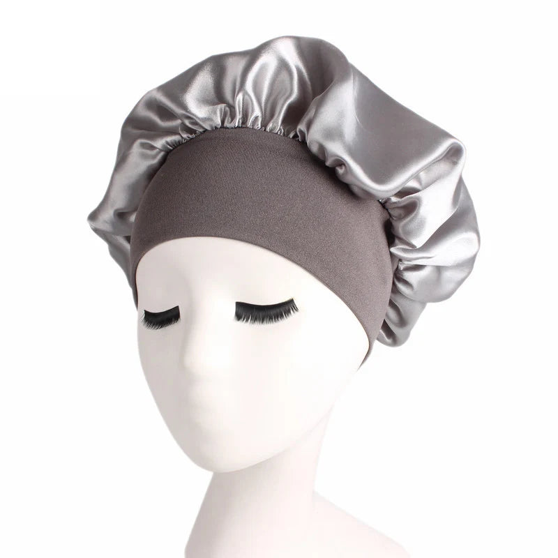 1pc Adjust Solid Satin Bonnet Hair Styling Cap Long Hair Care Women Night Sleep Hat Silk Head Wrap Shower Cap Hair Styling Tools